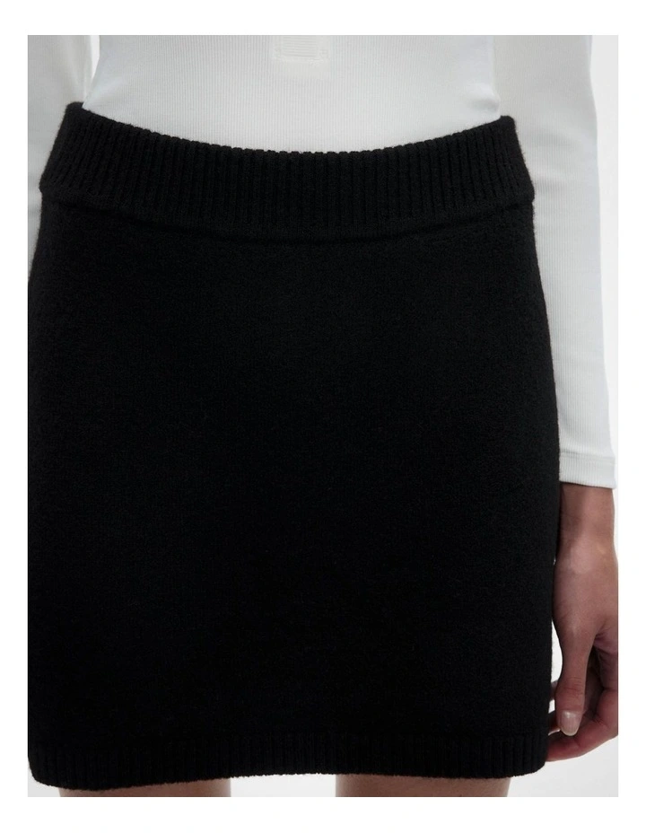 Wool Knit Mini Skirt in Black image 3