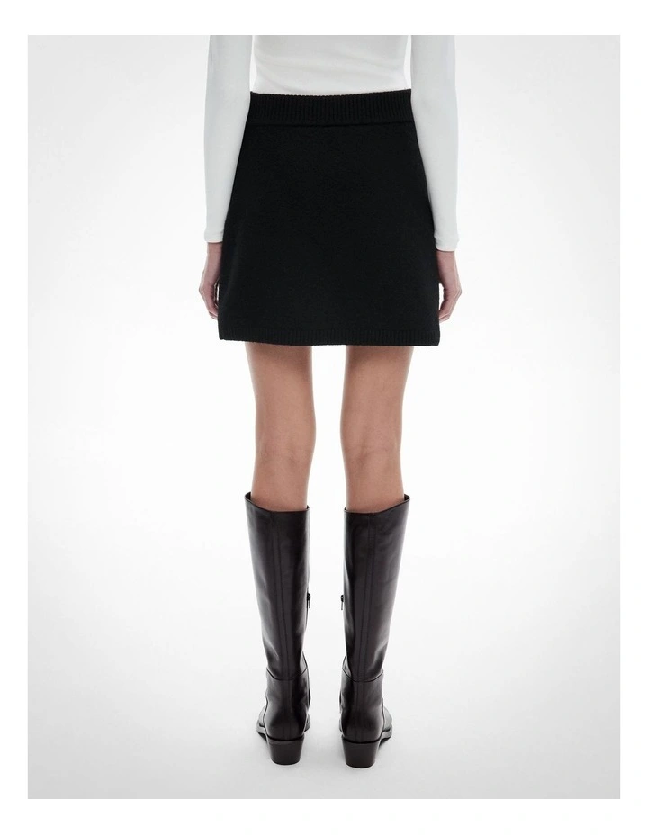 Wool Knit Mini Skirt in Black image 4