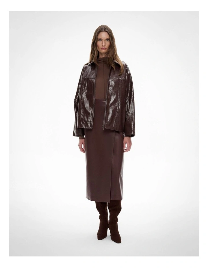 Button Wrap Midi Skirt in Mocha image 2
