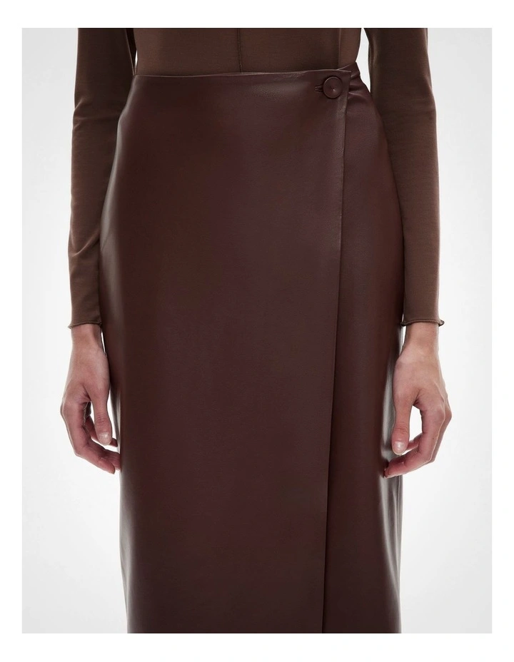 Button Wrap Midi Skirt in Mocha image 3