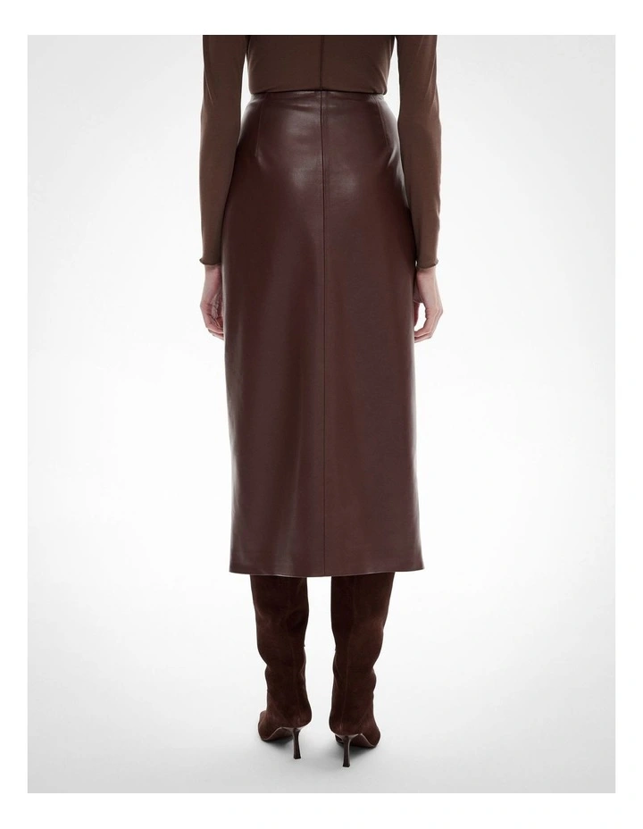 Button Wrap Midi Skirt in Mocha image 4