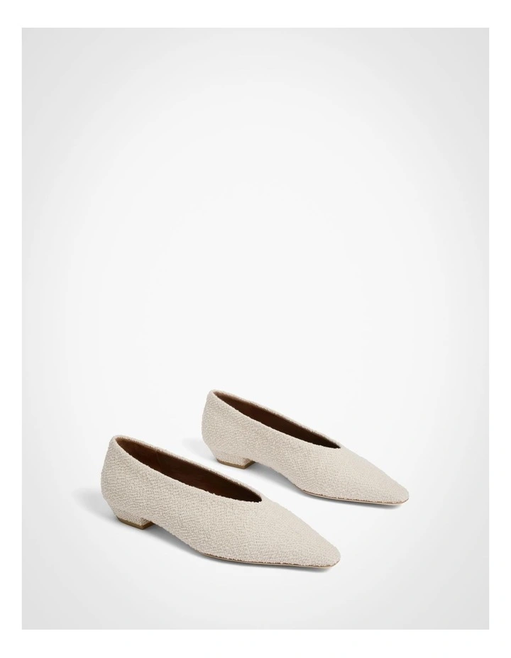 Simone Textured Flats in Oat image 3
