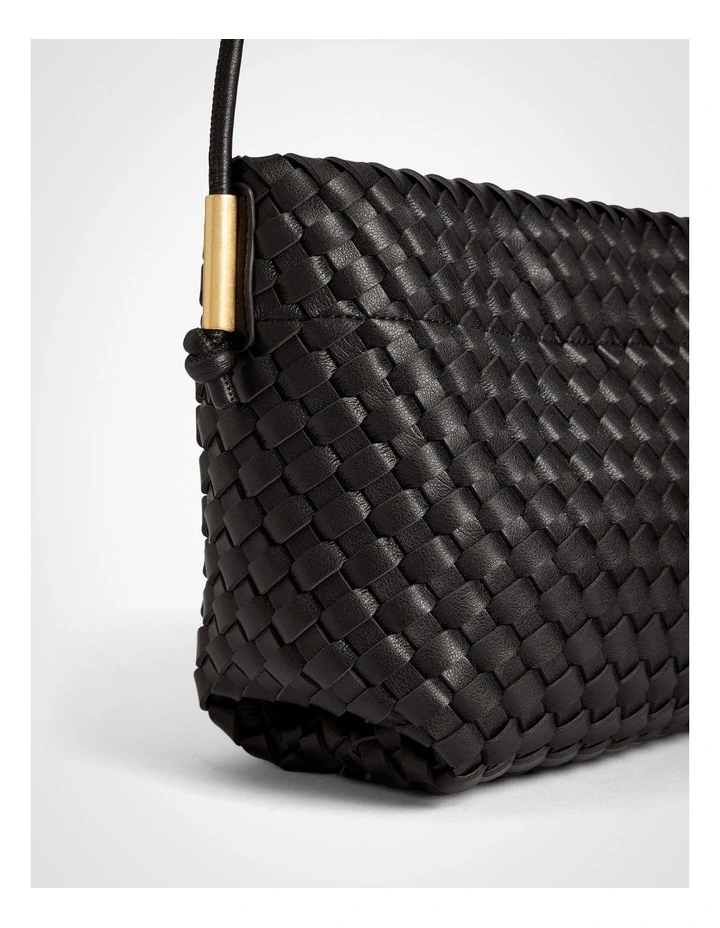 Nikki Woven Crossbody Bag in Black image 3