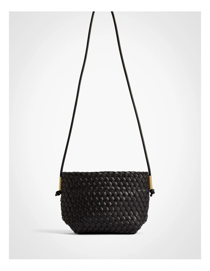 Nikki Woven Crossbody Bag in Black image 5