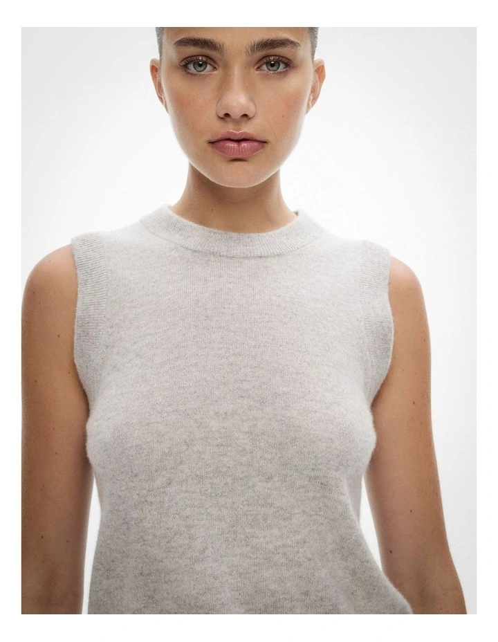 Cashmere Knit Vest in Light Grey Marle image 2