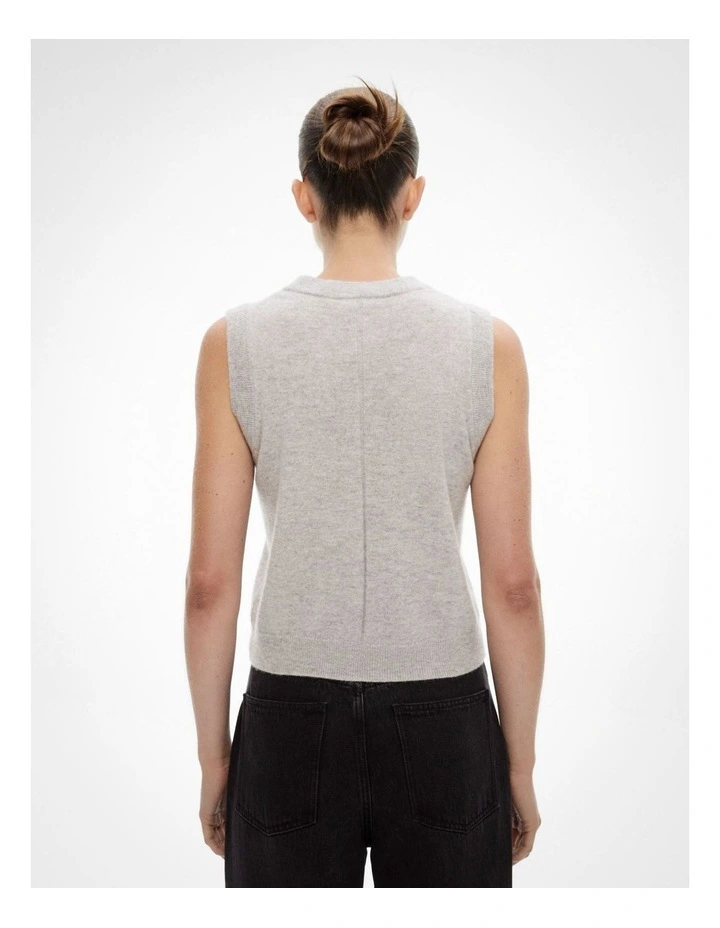 Cashmere Knit Vest in Light Grey Marle image 5