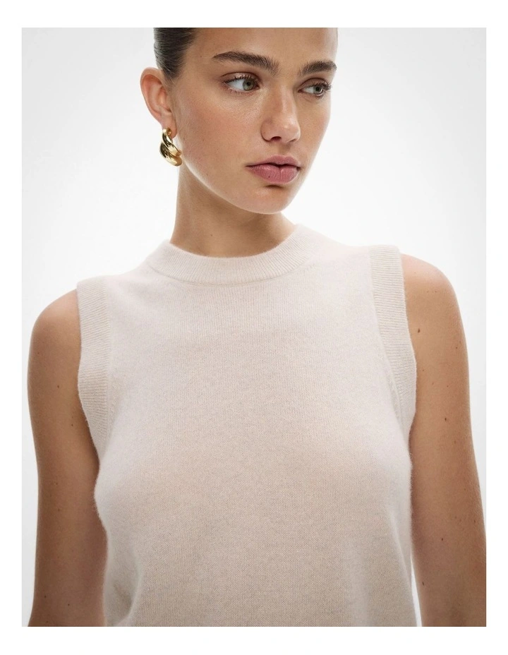 Cashmere Knit Vest in Oat Marle image 3