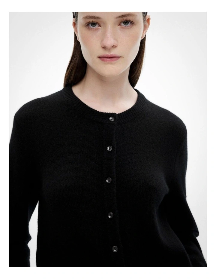 Cashmere Crop Cardigan in Black