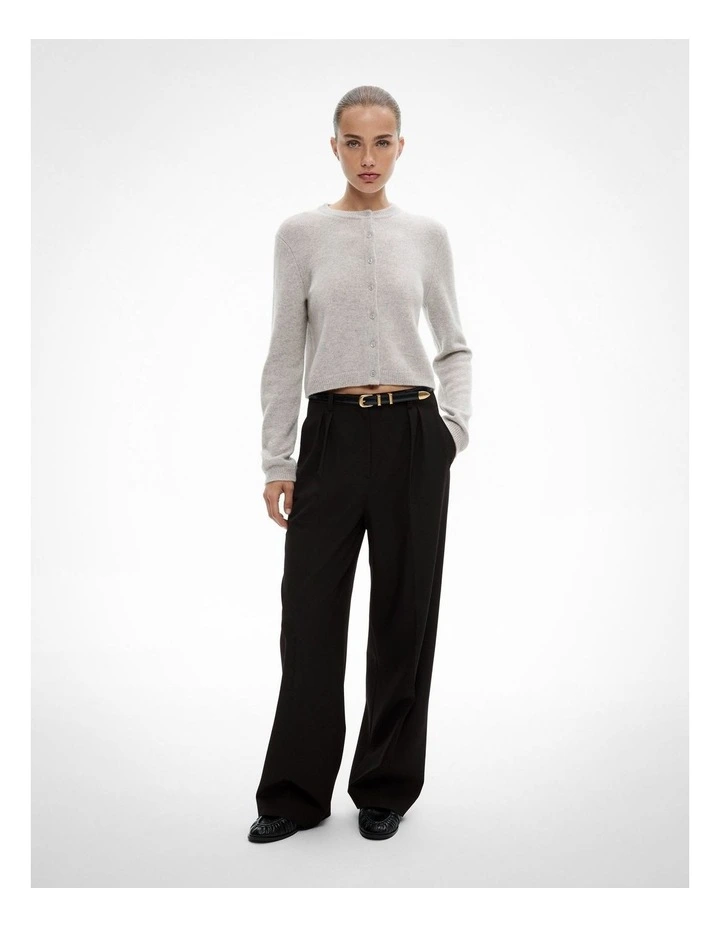 Cashmere Crop Cardigan in Light Grey Marle image 2