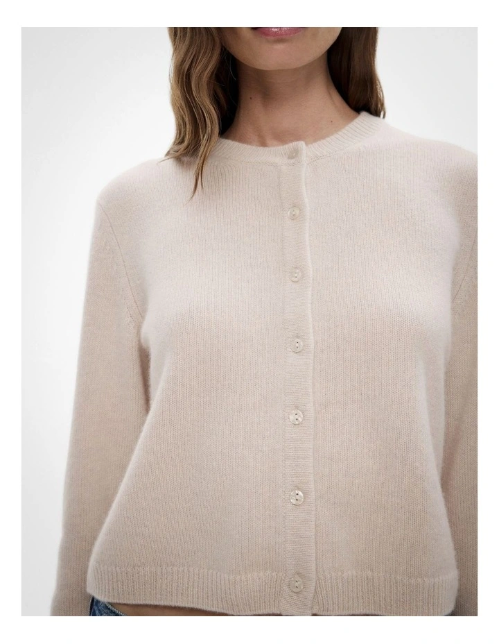 Cashmere Crop Cardigan in Oat Marle image 3