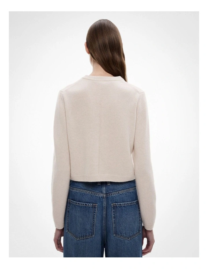 Cashmere Crop Cardigan in Oat Marle image 4