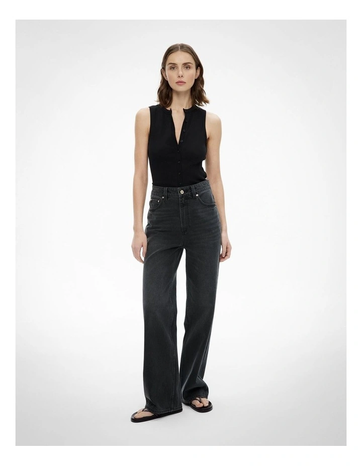 Button Longline Tank in Black image 2