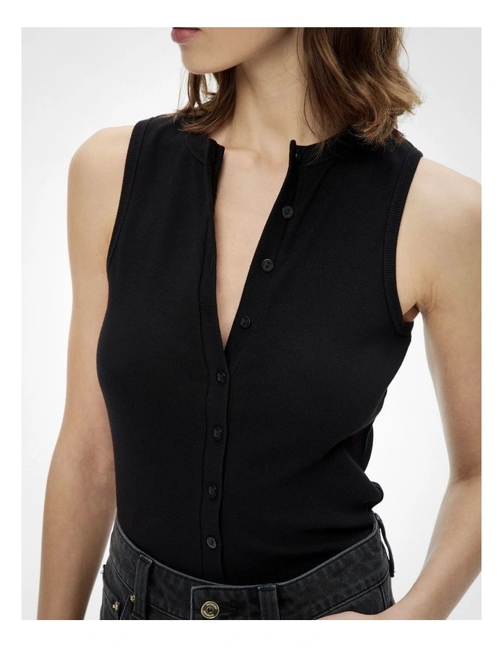 Button Longline Tank in Black image 3