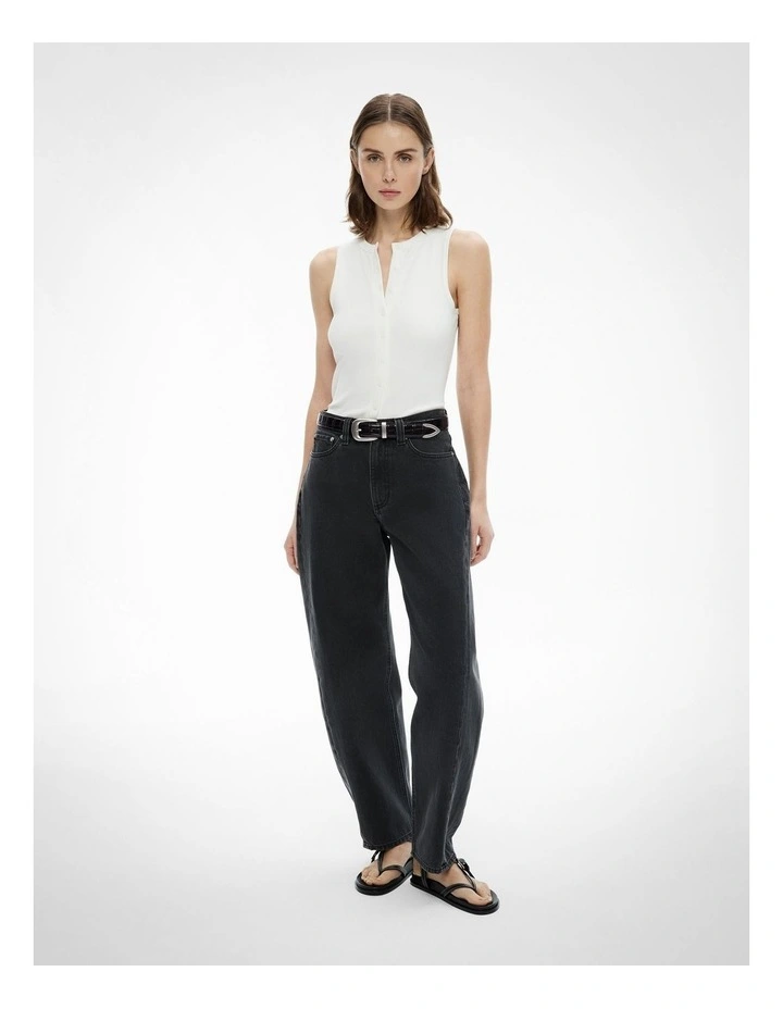 Button Longline Tank in Fresh White image 2
