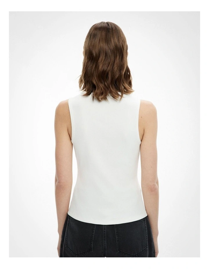 Button Longline Tank in Fresh White image 5