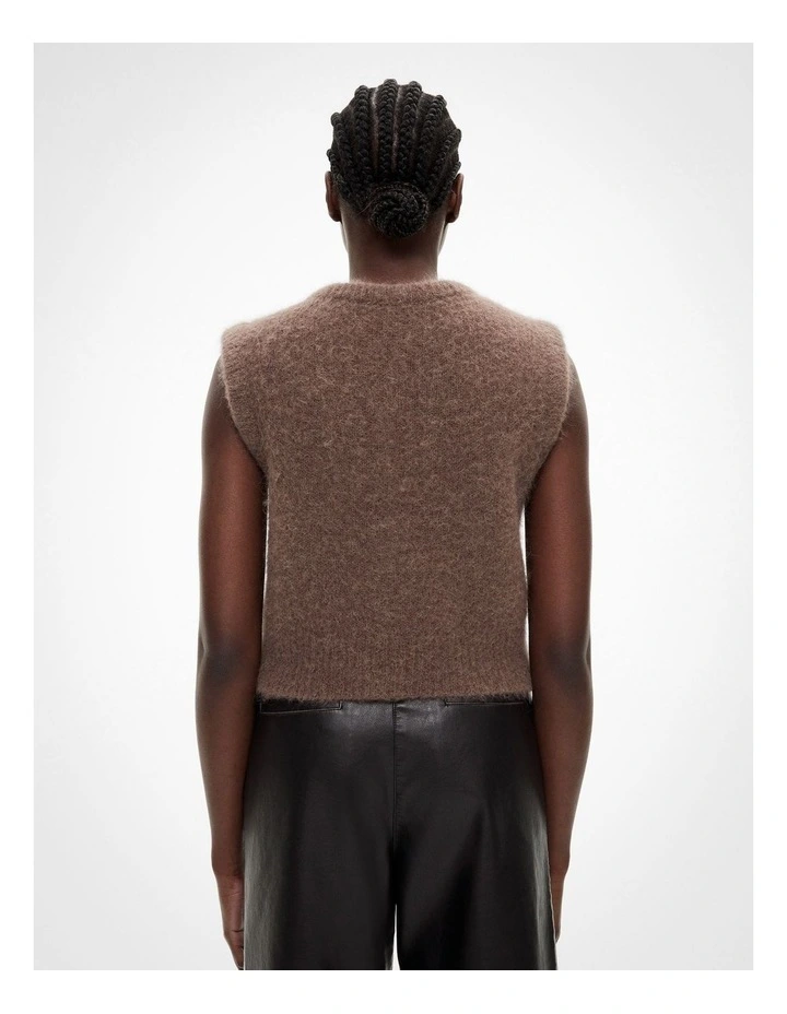 Fluffy Crew Knit Vest in Espresso image 4