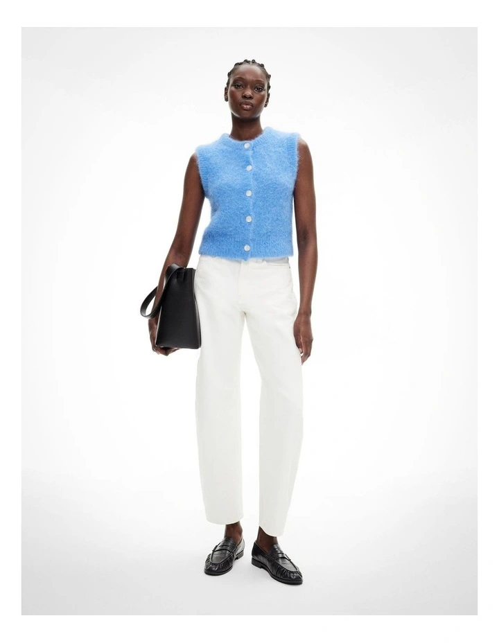 Fluffy Crew Knit Vest in Fresh Blue image 2