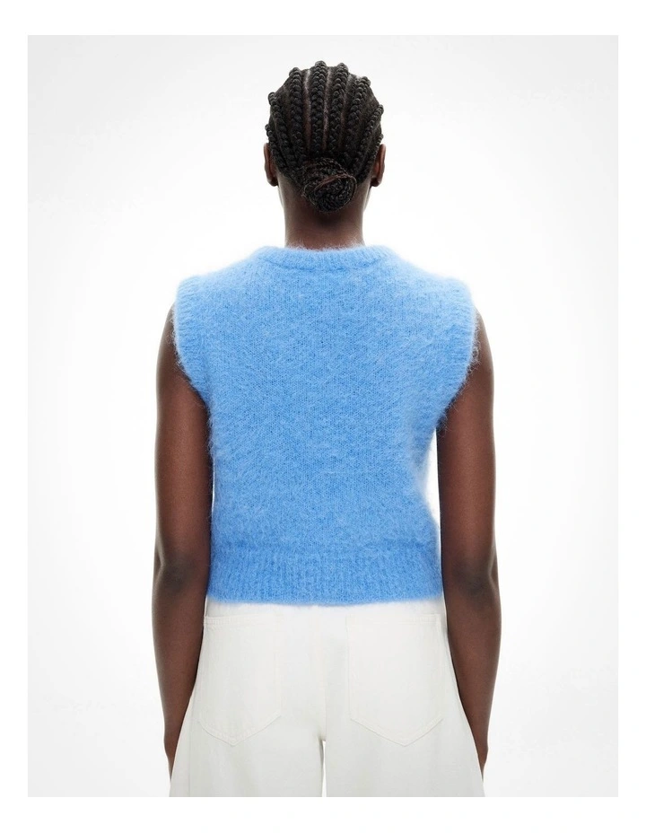 Fluffy Crew Knit Vest in Fresh Blue image 4