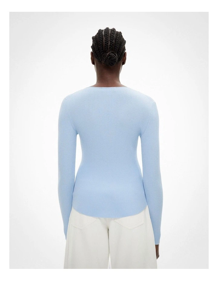 Scoop Henley Knit in Sky image 5