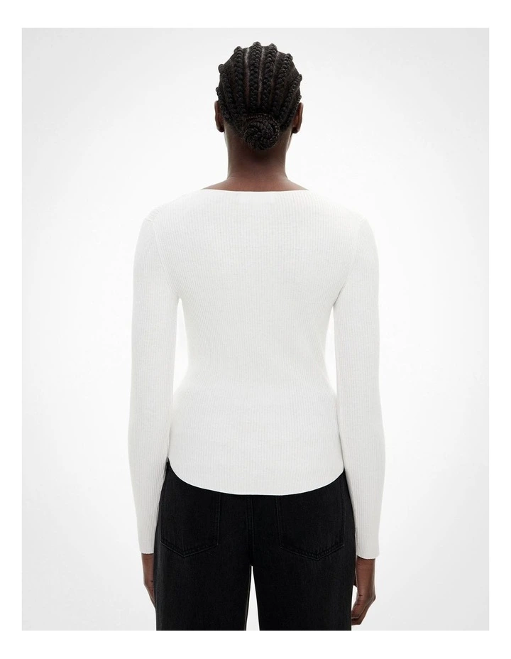 Scoop Henley Knit in Fresh White image 5