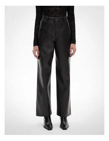 Spliced Faux Leather Pant in Black