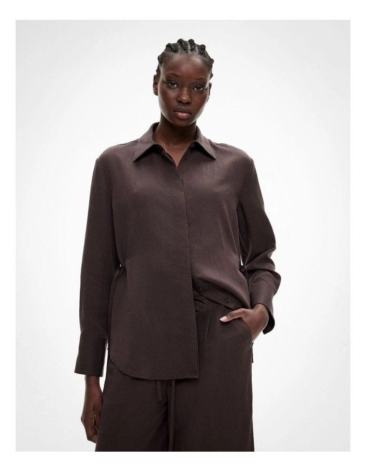 Cinched Waist Shirt in Espresso image 1