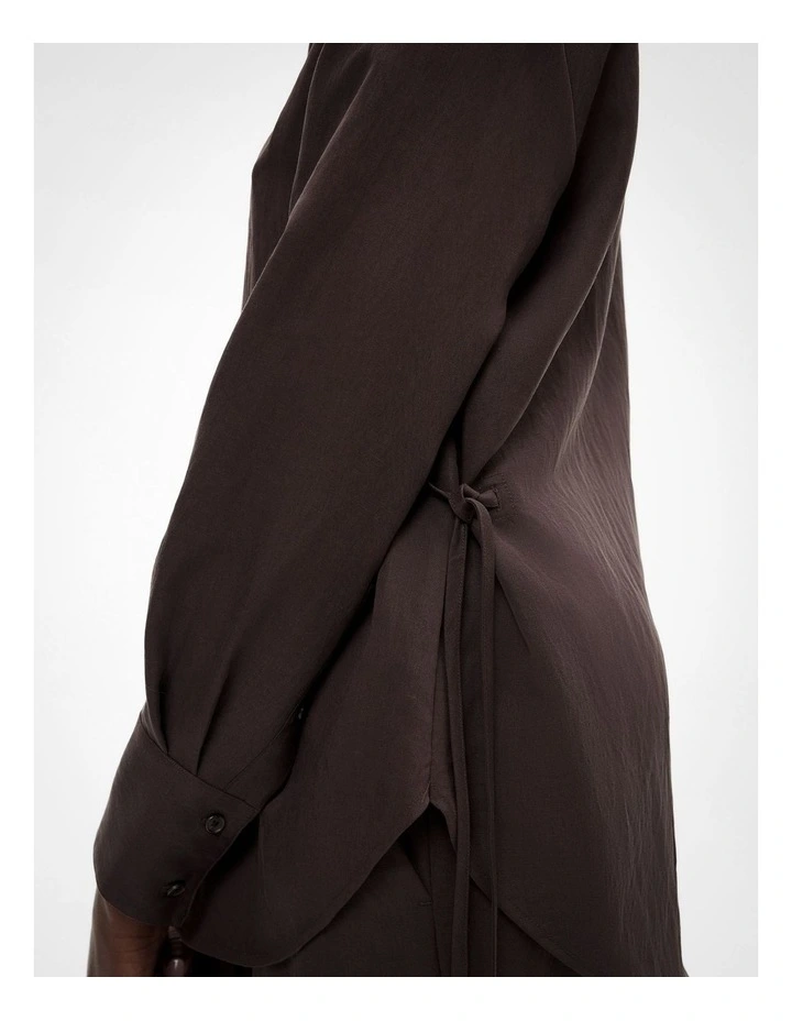 Cinched Waist Shirt in Espresso image 3