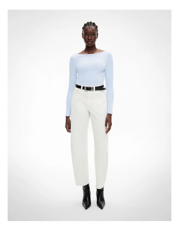 Rib Boat Neck Top in Sky image 2