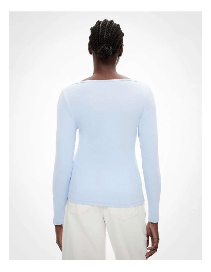 Rib Boat Neck Top in Sky image 5