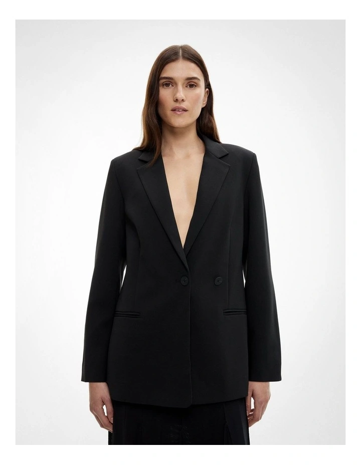 Double Breasted Blazer in Black image 4