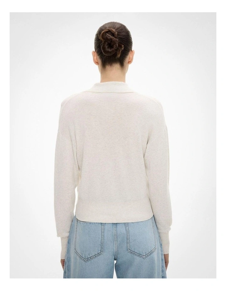 Collar Fine Cardigan in Soft Silver Marle image 5