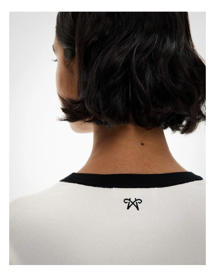 Contrast Trim Knit Jumper in Chalk image 4