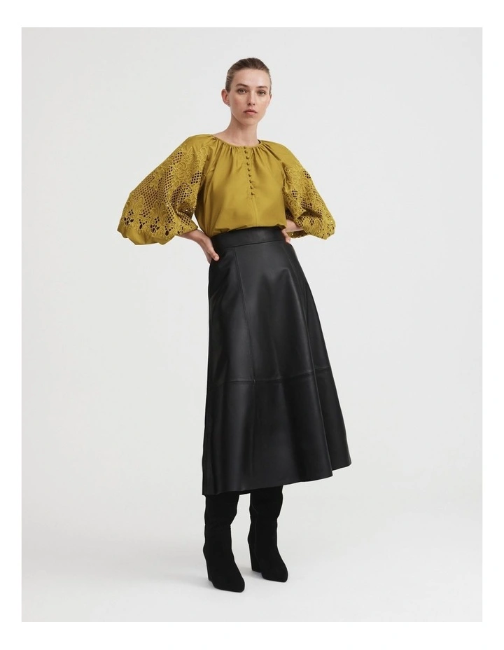 Lace Sleeve Blouse in Chartreuse image 3