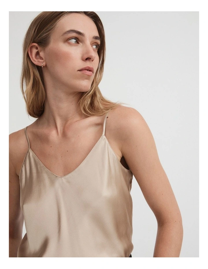 Silk Satin Camisole in Pebble image 1