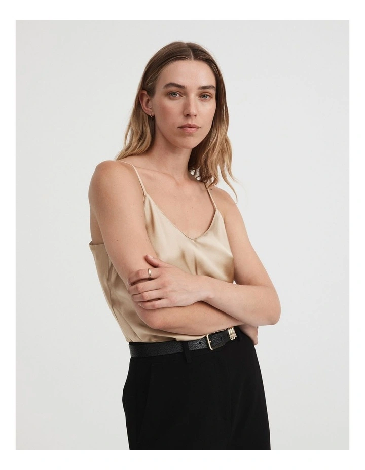Silk Satin Camisole in Pebble image 2