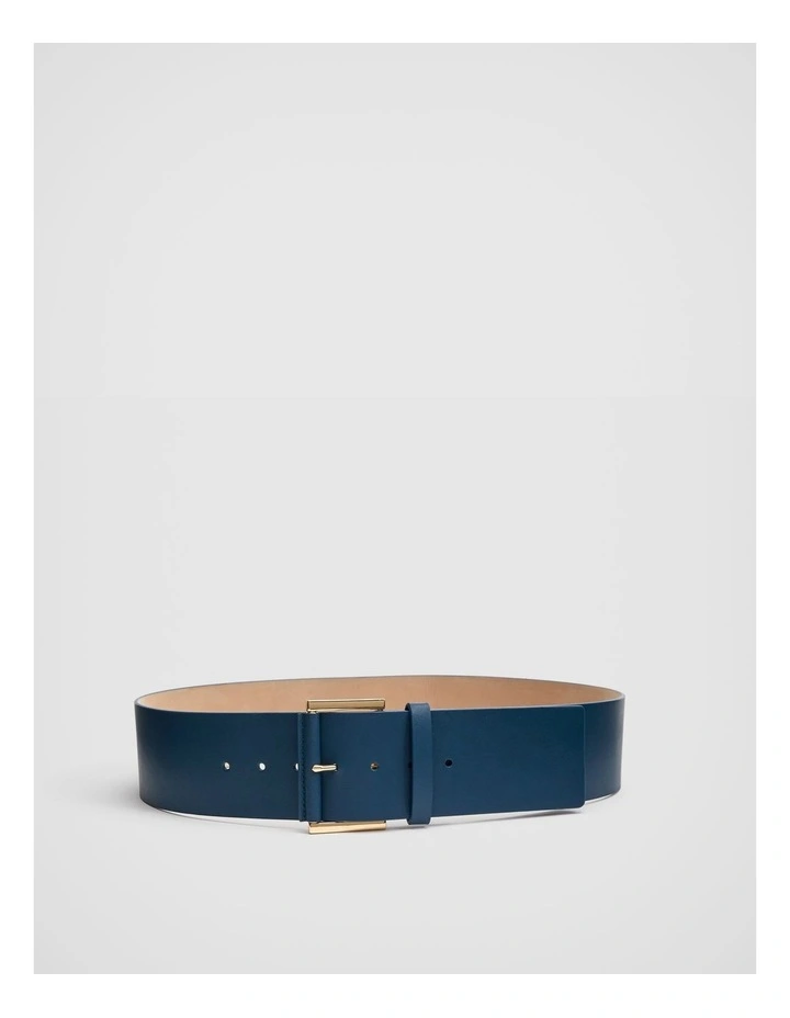 Wide Square Buckle Leather Belt in Cobalt image 1