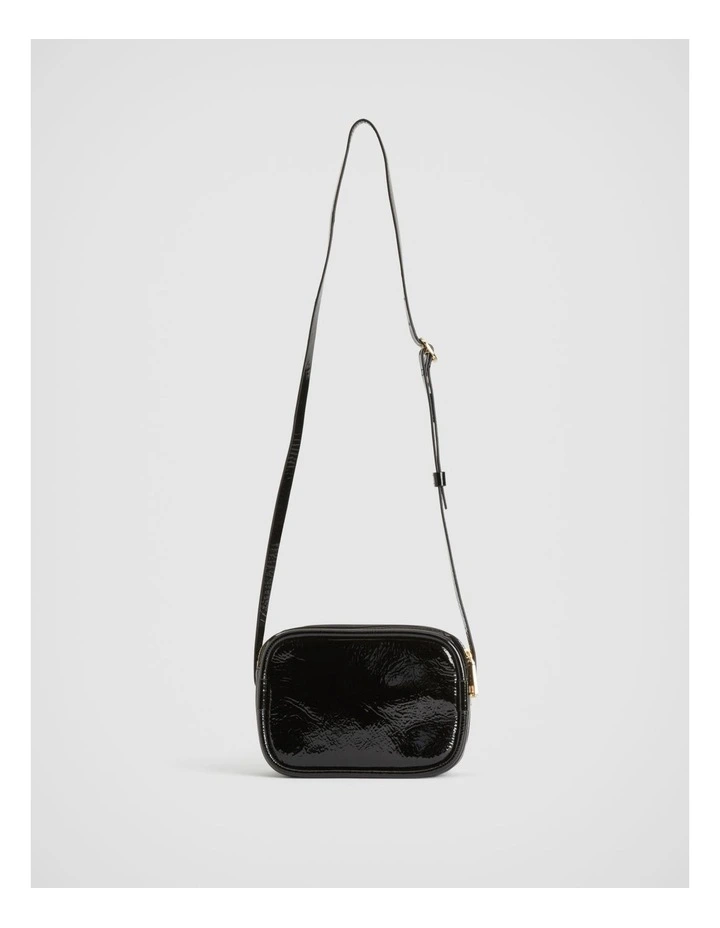 Leather Patent Camera Bag in Black Patent image 5