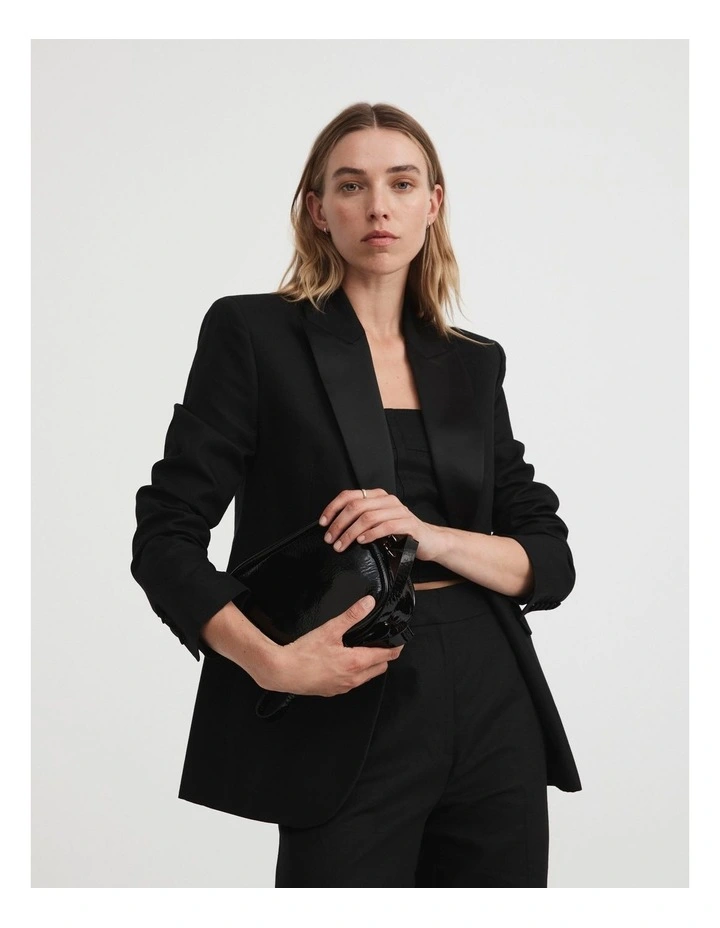 Leather Patent Camera Bag in Black Patent image 6