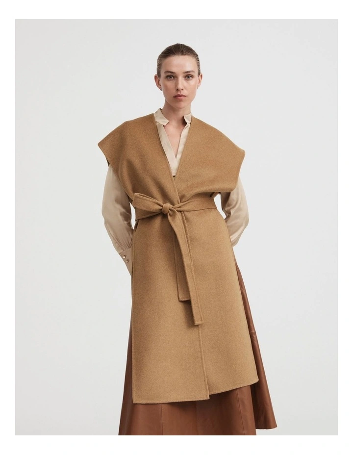 Wool Gilet Camel Witchery Wool Blend Longline Vest In Camel MYER