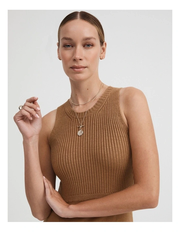 Sleeveless Midi Knit Dress in Acorn image 2