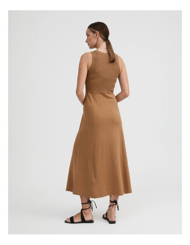 Sleeveless Midi Knit Dress in Acorn image 3