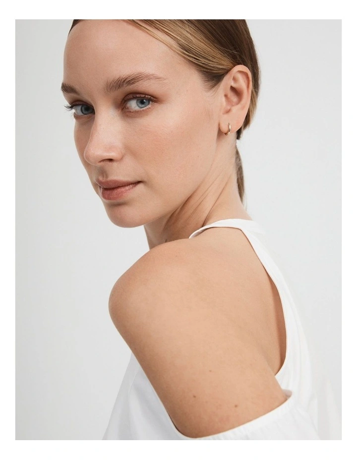 Cotton Cold Shoulder Shirt in Pure White image 4