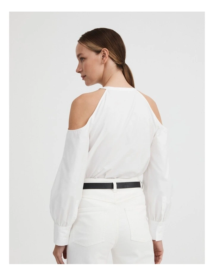 Cotton Cold Shoulder Shirt in Pure White image 5