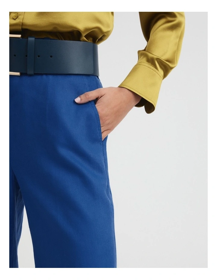 Linen Wide Leg Trouser in Bold Blue image 3