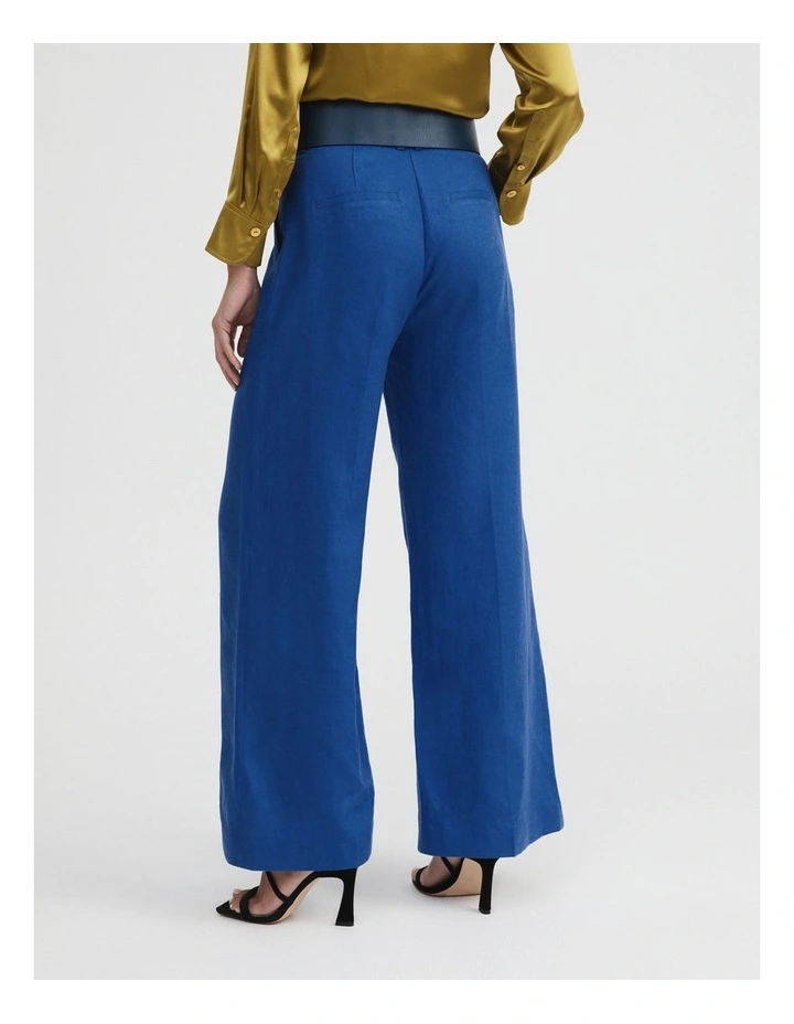 Linen Wide Leg Trouser in Bold Blue image 4