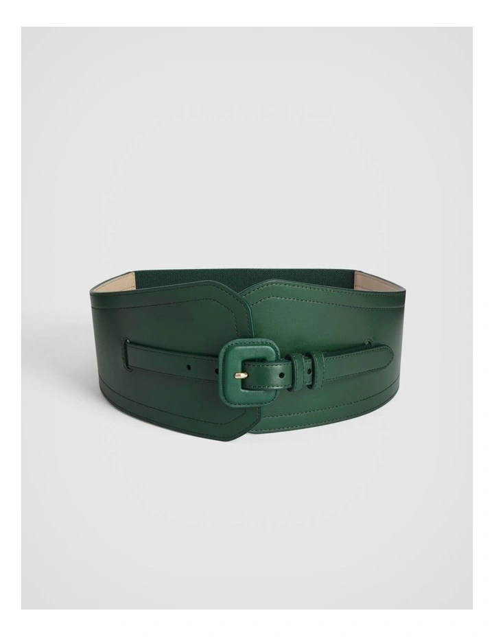 Double Belt Leather Corset in Teal Green image 1