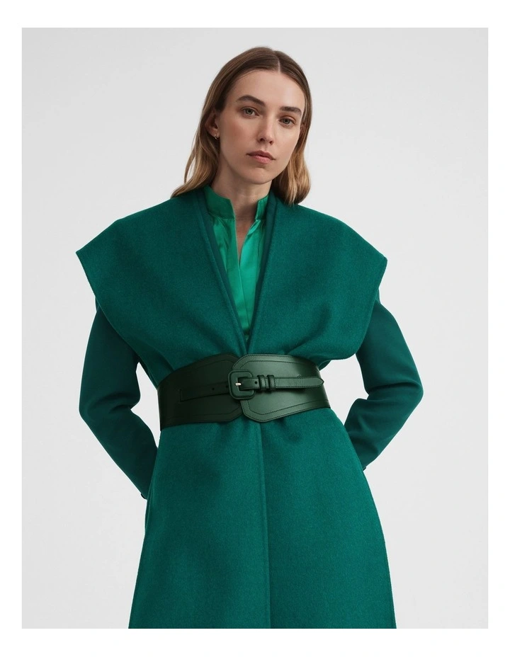 Double Belt Leather Corset in Teal Green image 2