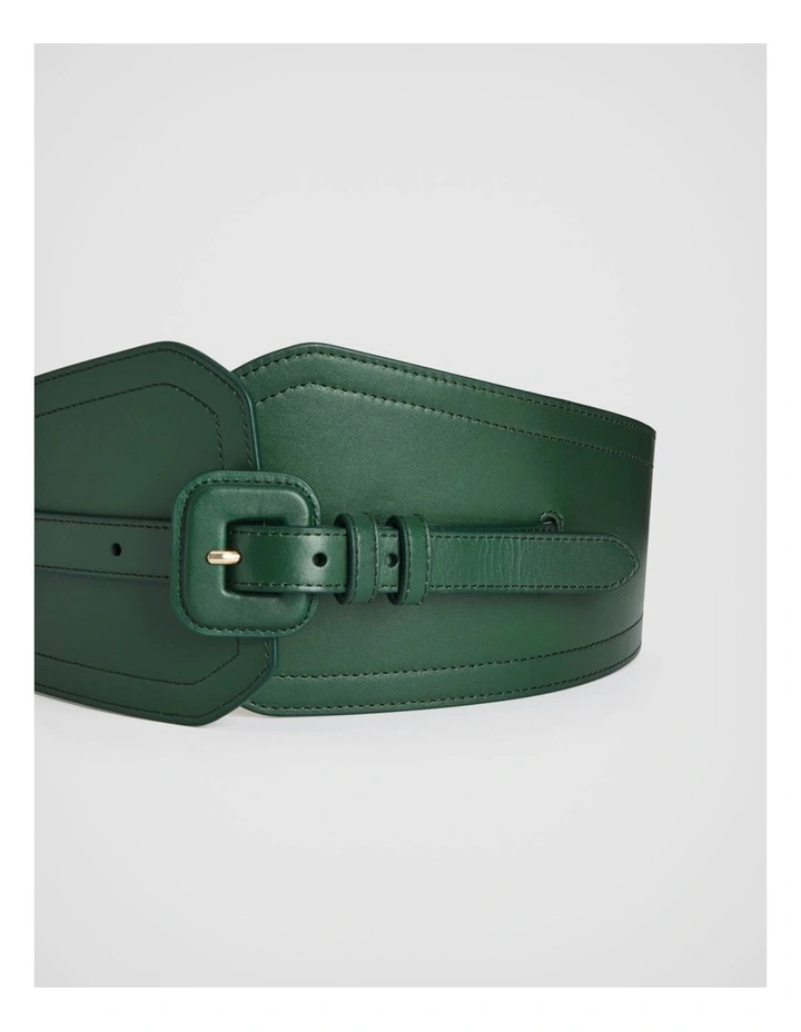 Double Belt Leather Corset in Teal Green image 3