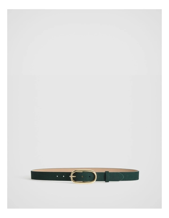 Oval Buckle Suede Belt in Teal Green image 1