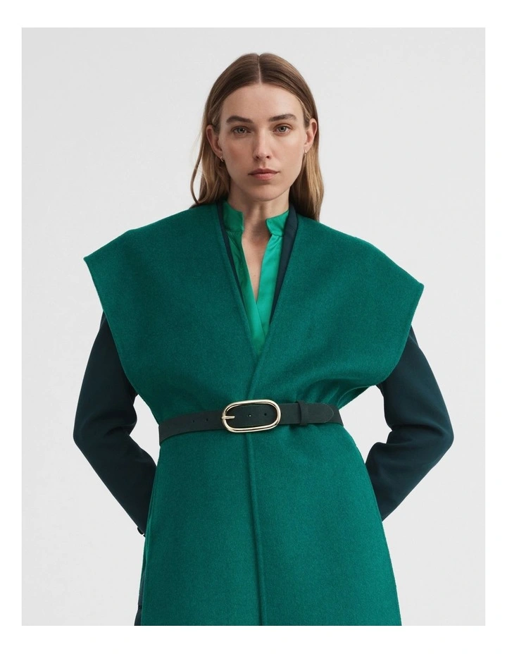 Oval Buckle Suede Belt in Teal Green image 2
